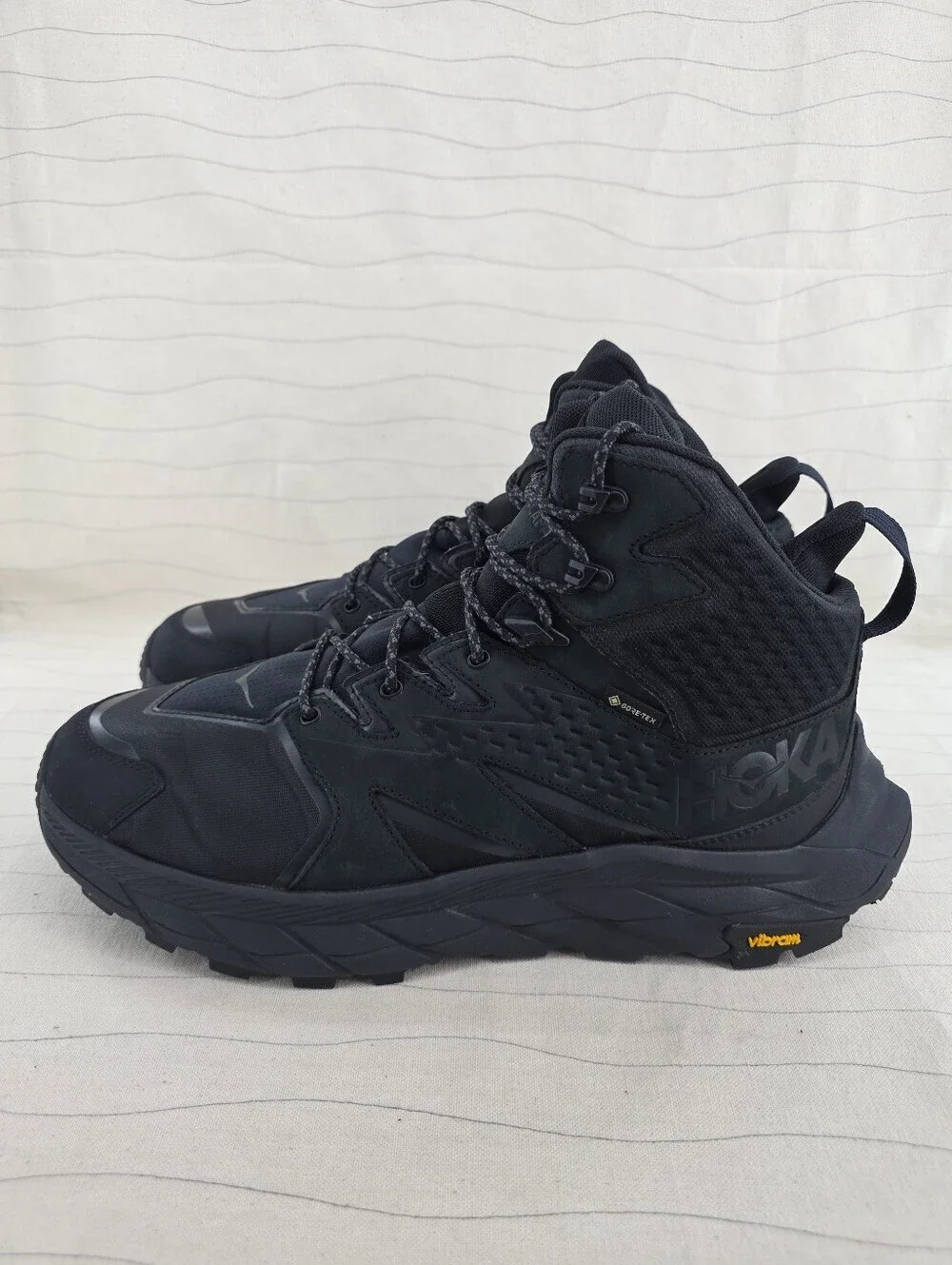 Hoka Mens Anacapa Mid GTX Black Trail Hiking Boots Shoes 1122018 BBLC Sz 12D EUC